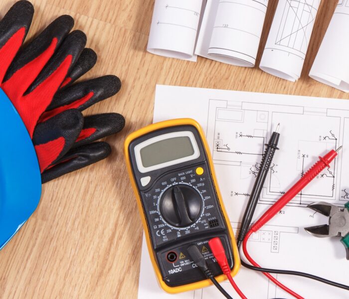 Electrical drawings, multimeter for measurement in electrical installation
